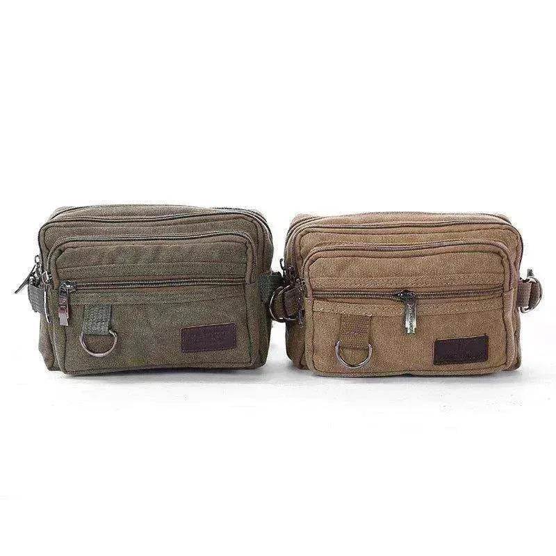Canvas Fanny Pack With 4 Zipper Pockets Waist Bag