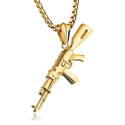 Men's AK47 Titanium Steel Street Hip-hop Electroplating Stainless Steel Gun Necklace