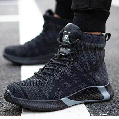 Men's Anti Smash Anti Puncture Work Warm Thickened Lace-up Safety Shoes