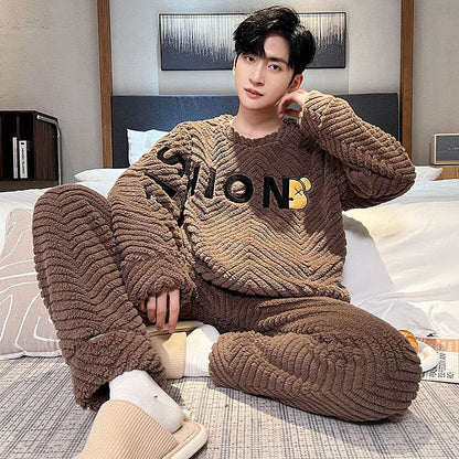 Men's Pajamas - Thickened Coral Velvet Suit