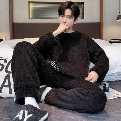 Men's Pajamas - Thickened Coral Velvet Suit