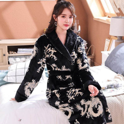 Men's Nightgown – Thick Rabbit Hair Fabric for Winter Comfort