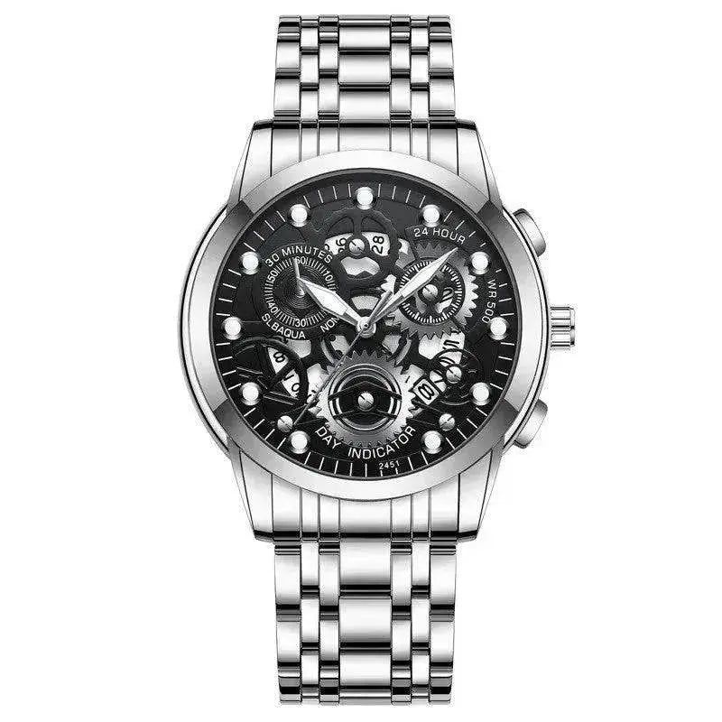 Men’s Hollow Dial Quartz Business Watch, Luxury Skeleton Style Dress Watch