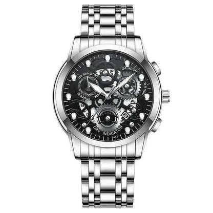Men’s Hollow Dial Quartz Business Watch, Luxury Skeleton Style Dress Watch