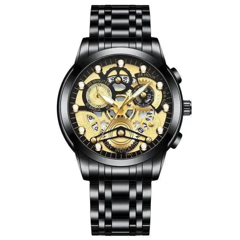 Men’s Hollow Dial Quartz Business Watch, Luxury Skeleton Style Dress Watch