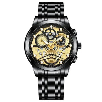 Men’s Hollow Dial Quartz Business Watch, Luxury Skeleton Style Dress Watch