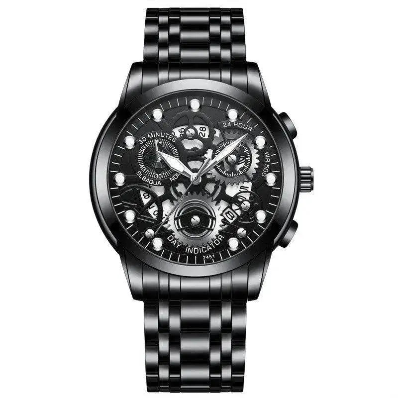Men’s Hollow Dial Quartz Business Watch, Luxury Skeleton Style Dress Watch