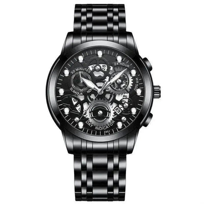 Men’s Hollow Dial Quartz Business Watch, Luxury Skeleton Style Dress Watch