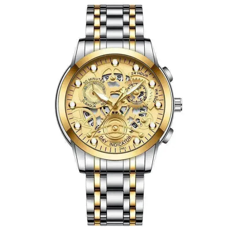 Men’s Hollow Dial Quartz Business Watch, Luxury Skeleton Style Dress Watch