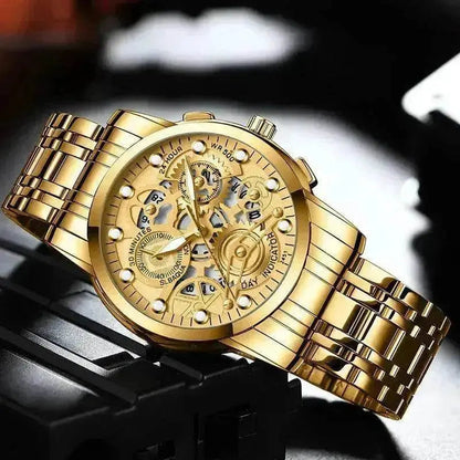 Men’s Hollow Dial Quartz Business Watch, Luxury Skeleton Style Dress Watch