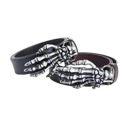 Men's Leather Belt Skull Big Head  Claw Outdoor Rider