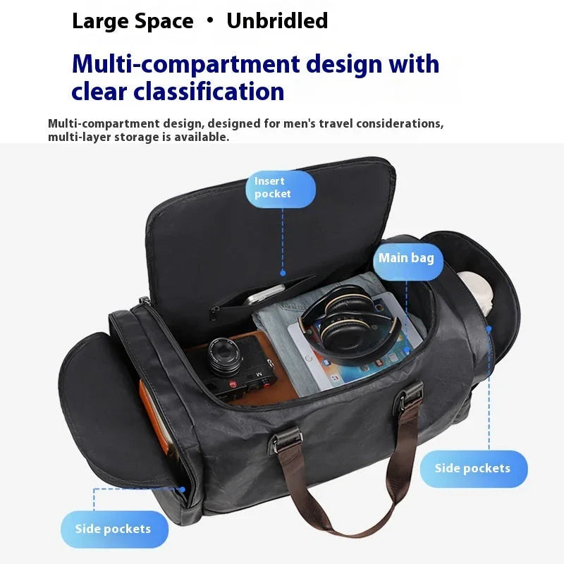 Sac de voyage portable pour hommes Sac d'affaires en bandoulière Sac d'affaires grande capacité pour courts séjours
