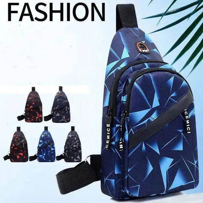 Men's Print Sling Chest & Crossbody Bag With Earphone access Design