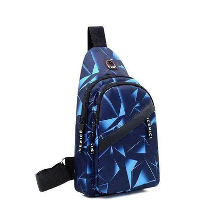 Men's Print Sling Chest & Crossbody Bag With Earphone access Design