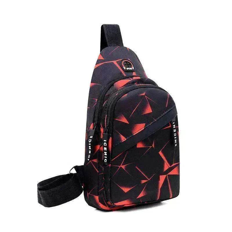 Men's Print Sling Chest & Crossbody Bag With Earphone access Design
