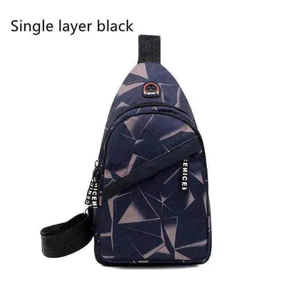 Men's Print Sling Chest & Crossbody Bag With Earphone access Design