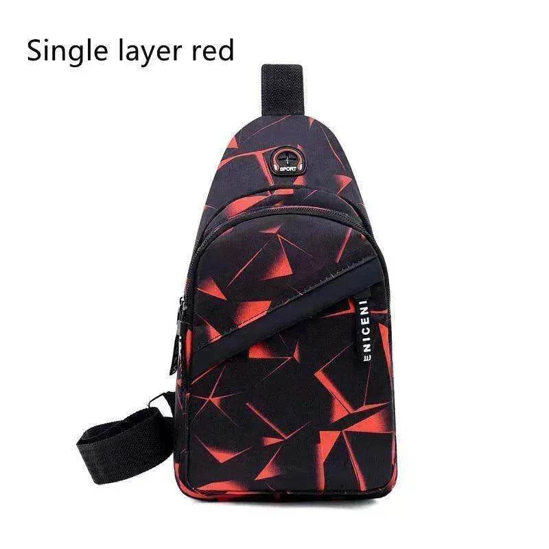 Men's Print Sling Chest & Crossbody Bag With Earphone access Design