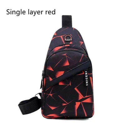Men's Print Sling Chest & Crossbody Bag With Earphone access Design