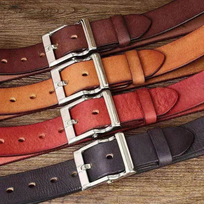 Men's Retro Leather All-match First Layer Cowhide Stainless Steel Buckle Belt