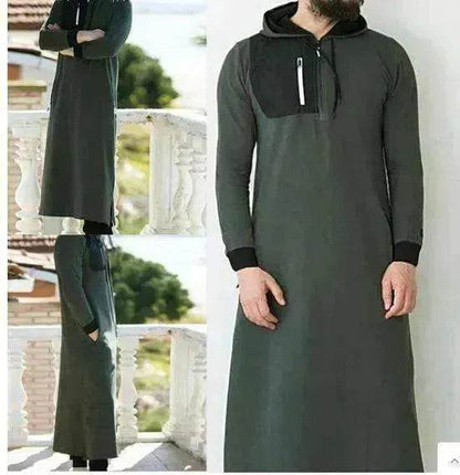 Men's Simple Solid Arabian Pullover Robe