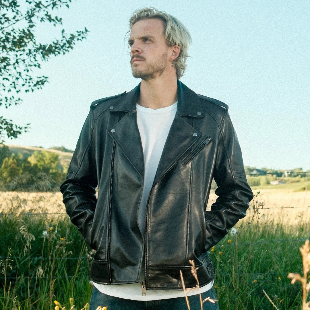 Blouson Biker pour homme en cuir d'agneau souple