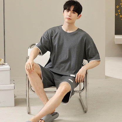 Men's Soft Short Sleeve 2 Casual Plus Size Pajamas Suit