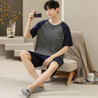 Men's Soft Short Sleeve 2 Casual Plus Size Pajamas Suit