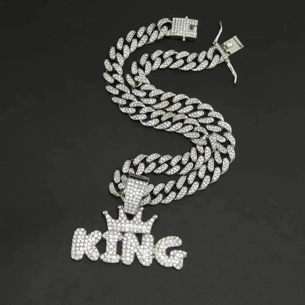 Mens Fashion Alloy Necklace With Diamond Pendant