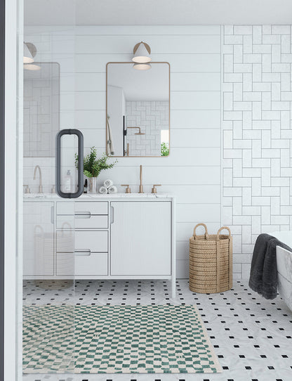 Metro Checkered Slate Green Rug