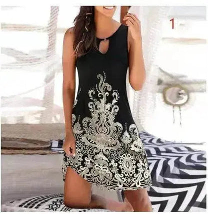 Mid Skirt Women's Sleeveless Fashion Skirt Print Jumpsuit