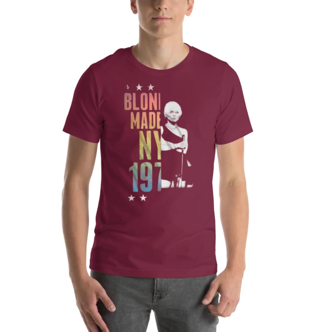 Blondie - NY Blondie 1974 Split T-Shirt (Maroon)
