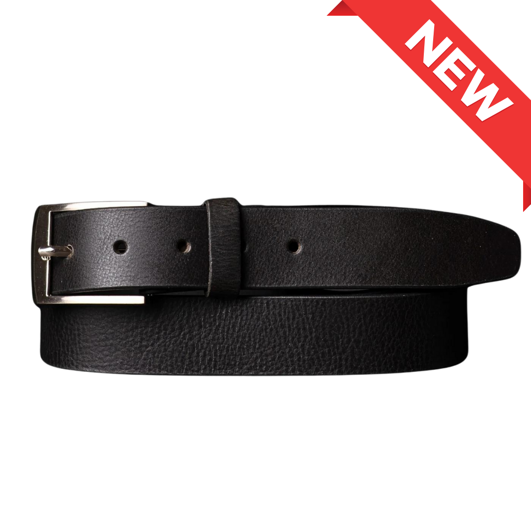 The Crest Belt - Slim Black 35mm 100% Full-Grain Leather Belt