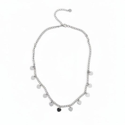 Multi Heart Charm Necklace - Grey Stainless Steel
