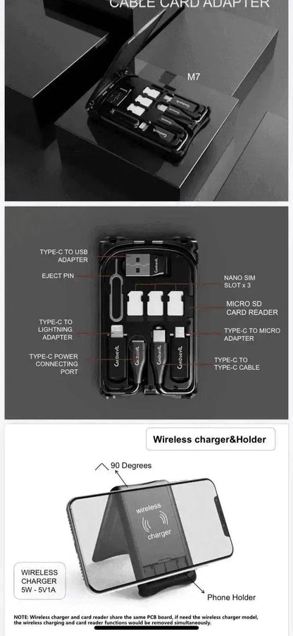 Multifunctional Travel Survival Card All in One Data Cable