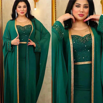 Ensemble 2 pièces musulman turc pour femmes arabes, robe longue, vêtements africains traditionnels, robe de fée