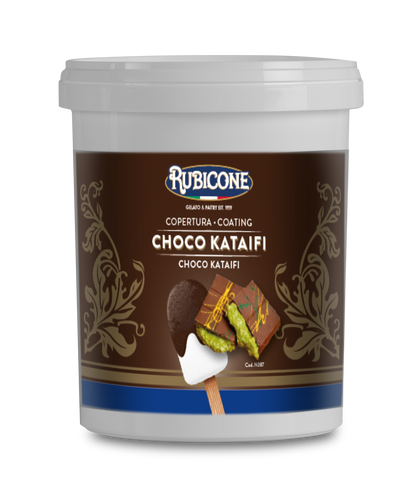 Choco Kataifi (Dubai Chocolate) Dark Chocolate Cone Dip Coating - Vegan - 1.5 KG Bucket - Rubicone Canada - Made in Italy - Ships Free Within Canada on Orders Above CAD $199