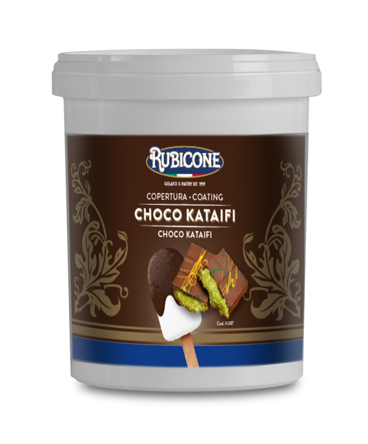 Choco Kataifi (Dubai Chocolate) Dark Chocolate Cone Dip Coating - Vegan - 1.5 KG Bucket - Rubicone Canada - Made in Italy - Ships Free Within Canada on Orders Above CAD $199