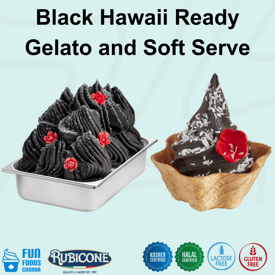 Base prête Black Hawaii pour Gelato et Crème Glacée Soft Serve - Caisse de 8 sacs de 1,45 KG - Rubicone Canada - Livraison gratuite au Canada pour les commandes de plus de 199 $ CA