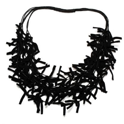 Multi Strand Knotted Fabric Necklace