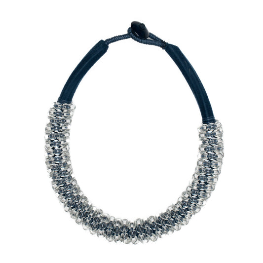 Short Glass Bead & Fabric Wrap Choker