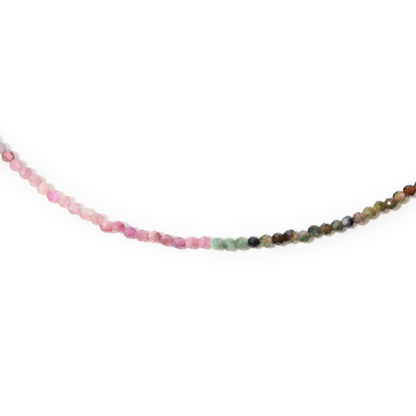 Watermelon Tourmaline Bead Necklace - 2-3mm