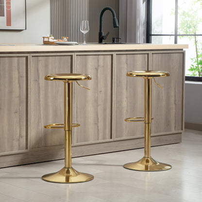 Canmore Modern Adjustable Counter/Bar Stools with Swivel-Set of 2-Gold