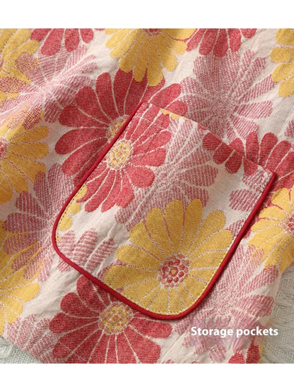 Nouveau pyjama chinois de printemps et d'automne en gaze de coton double pour femme