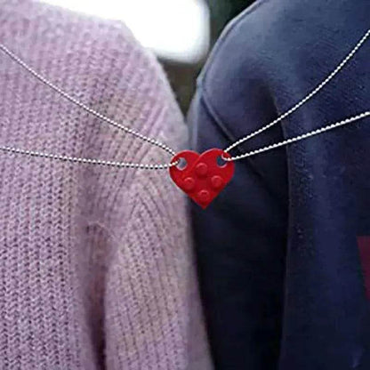 New Heart Shaped Stitching Acrylic Couple Necklace