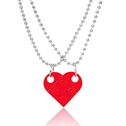 New Heart Shaped Stitching Acrylic Couple Necklace