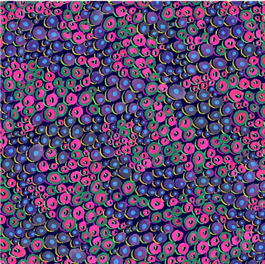 Oasis Fabrics - Night Bloom  - Flower Dots -  Black Fabric  59-5511