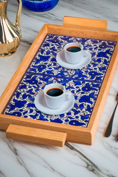 Floral Ceramic Serving Tray | Rectangular & Square - Handmade in Palestine