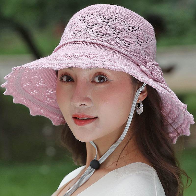New Summer Outdoor Sunshade UV Protection Wide Brim Crotchet Sun Hat with neck flap for women