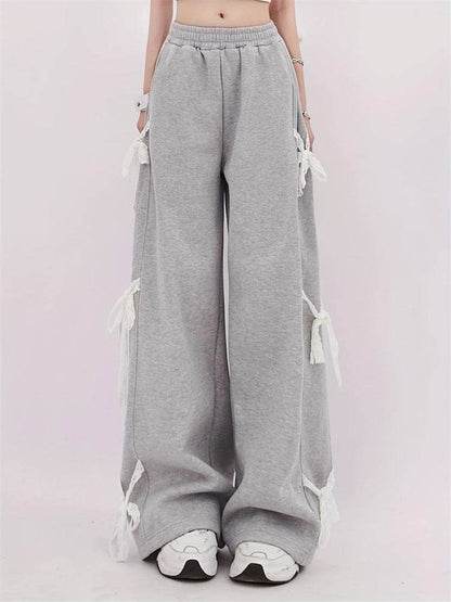 Fashion Bow lace up Oversized Baggy Sweat Pant women