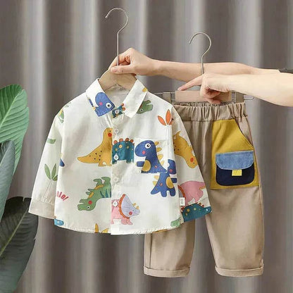 Printing Long sleeve Shirt For Boys Pants Breathable Two-piece Set for boys.